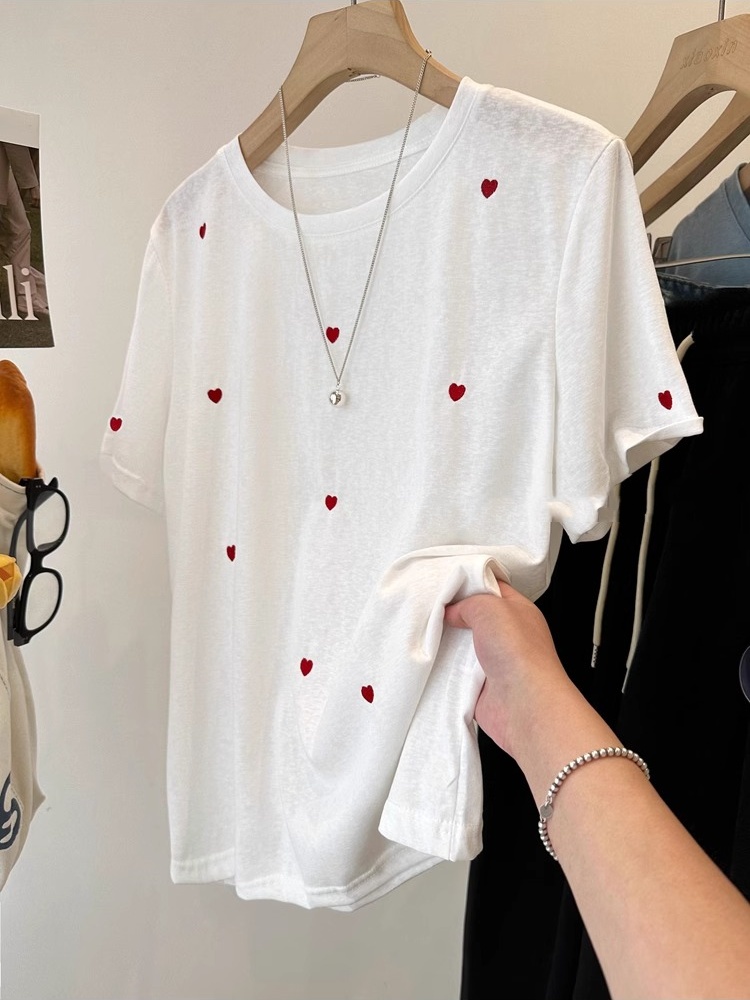Женская летняя свободная футбо – обзор и цена Embroidery Cotton Shirt